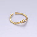 14K Gold plated Triple Round Clear CZ Bezel Chevron Ring | O1005 - DLUXCA