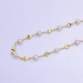 14K Gold plated Triple Round Disc White Freshwater Pearl Designed Unfinished Chain For Jewelry Making | ROLL - 1411 Clearance Pricing - DLUXCA
