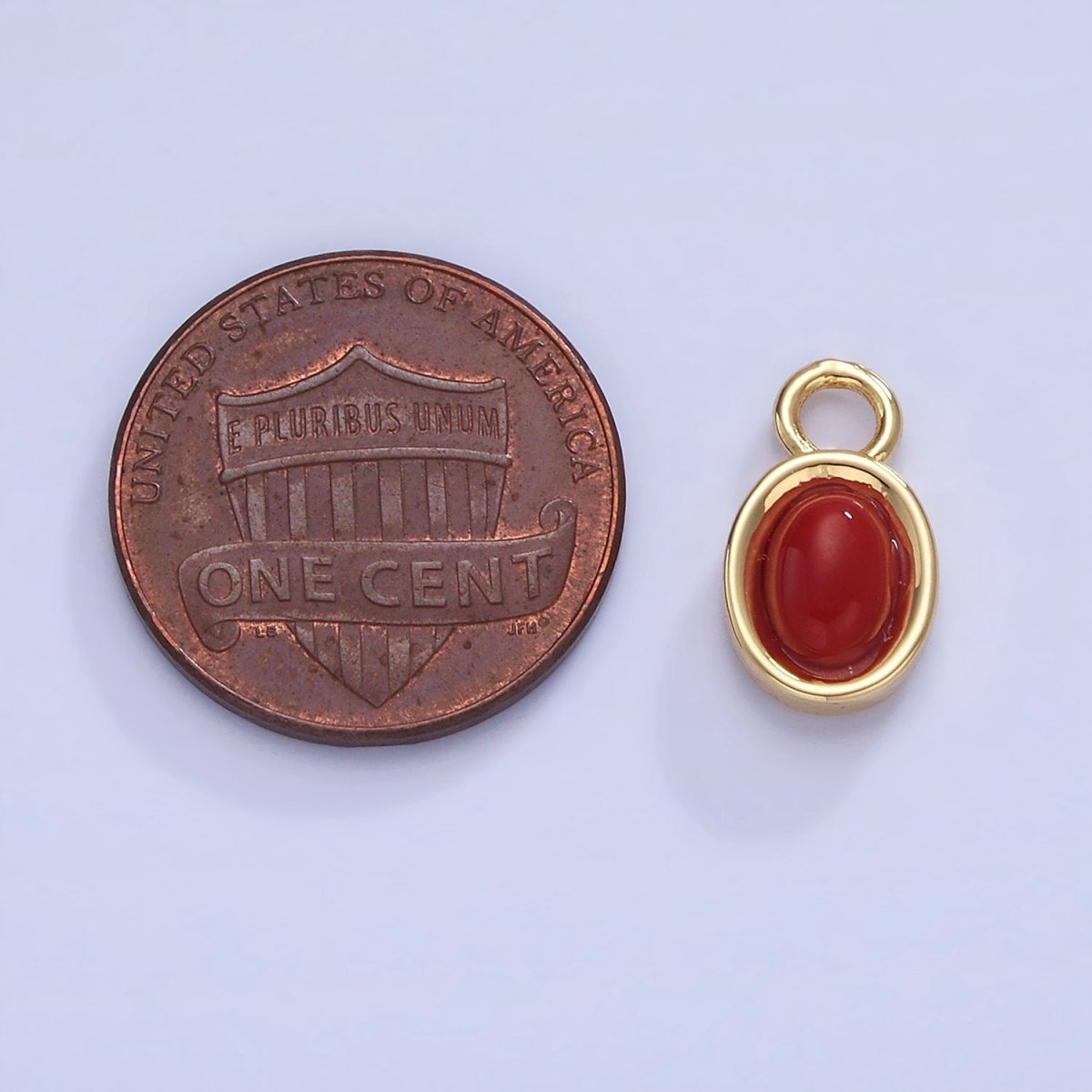 14K Gold plated Turquoise, Carnelian Gemstone Oval Bezel Charm | W585 - DLUXCA