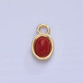 14K Gold plated Turquoise, Carnelian Gemstone Oval Bezel Charm | W585 - DLUXCA