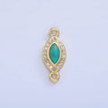 14K Gold plated Turquoise Evil Eye Micro Paved CZ Connector in Gold & Silver | G336