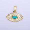 14K Gold plated Turquoise Evil Eye Micro Paved CZ Pendant in Gold & Silver | AA1252 - DLUXCA