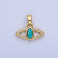 14K Gold plated Turquoise Open Micro Paved Evil Eye Pendant in Gold & Silver | AA1250
