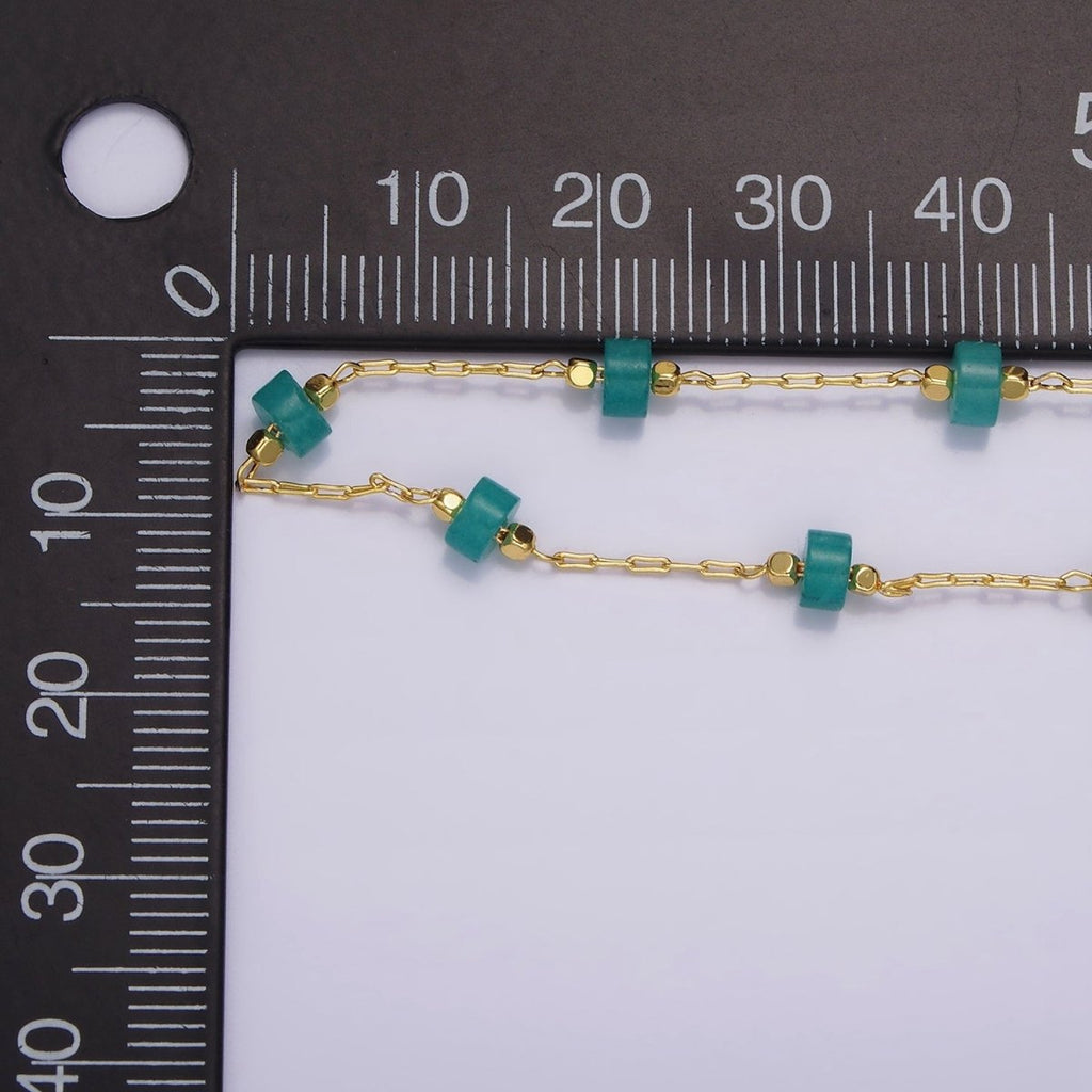 14K Gold plated Turquoise, Rose Quartz Cylinder Paperclip Unfinished Chain For Jewelry Making | ROLL-1419 ROLL-1420 Clearance Pricing - DLUXCA