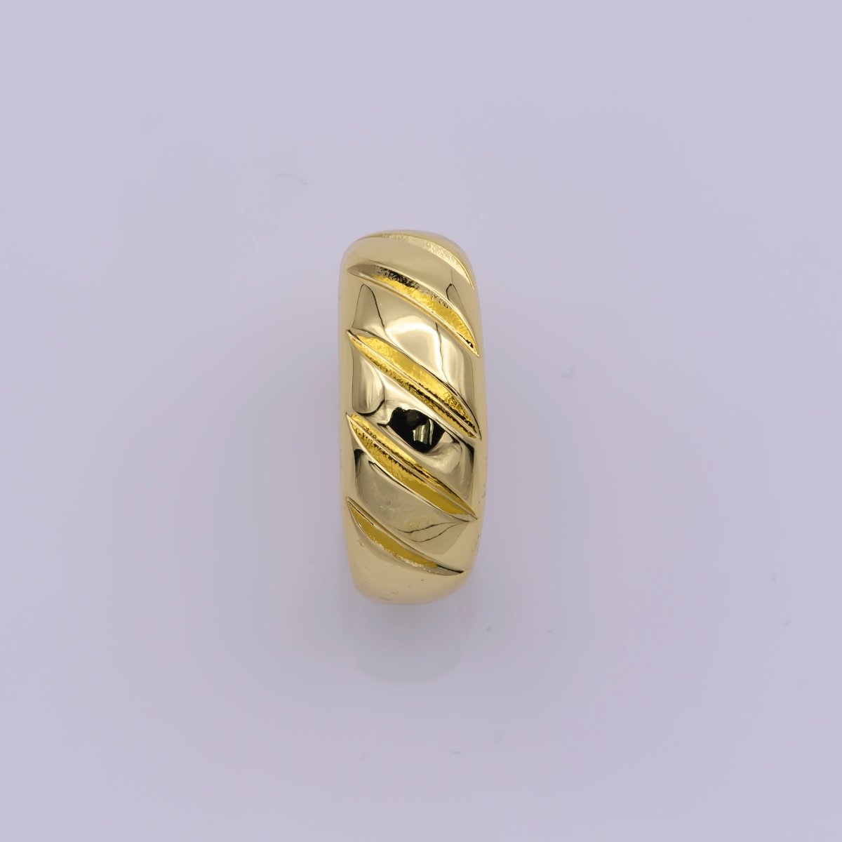 14K Gold plated Twisted Dome Ring | Croissant Ring | Stackable Ring | Gold Thick Band Ring | Signet Ring | Ring for Women U-017 - DLUXCA
