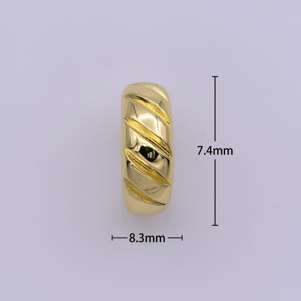 14K Gold plated Twisted Dome Ring | Croissant Ring | Stackable Ring | Gold Thick Band Ring | Signet Ring | Ring for Women U-017 - DLUXCA