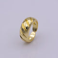 14K Gold plated Twisted Dome Ring | Croissant Ring | Stackable Ring | Gold Thick Band Ring | Signet Ring | Ring for Women U-017 - DLUXCA