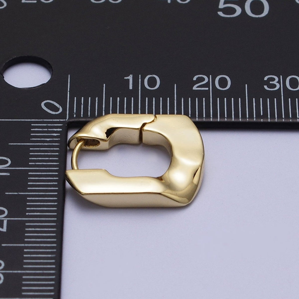 14K Gold plated U-Shaped Geometric Abstract Huggie Earriings | V-017 - DLUXCA