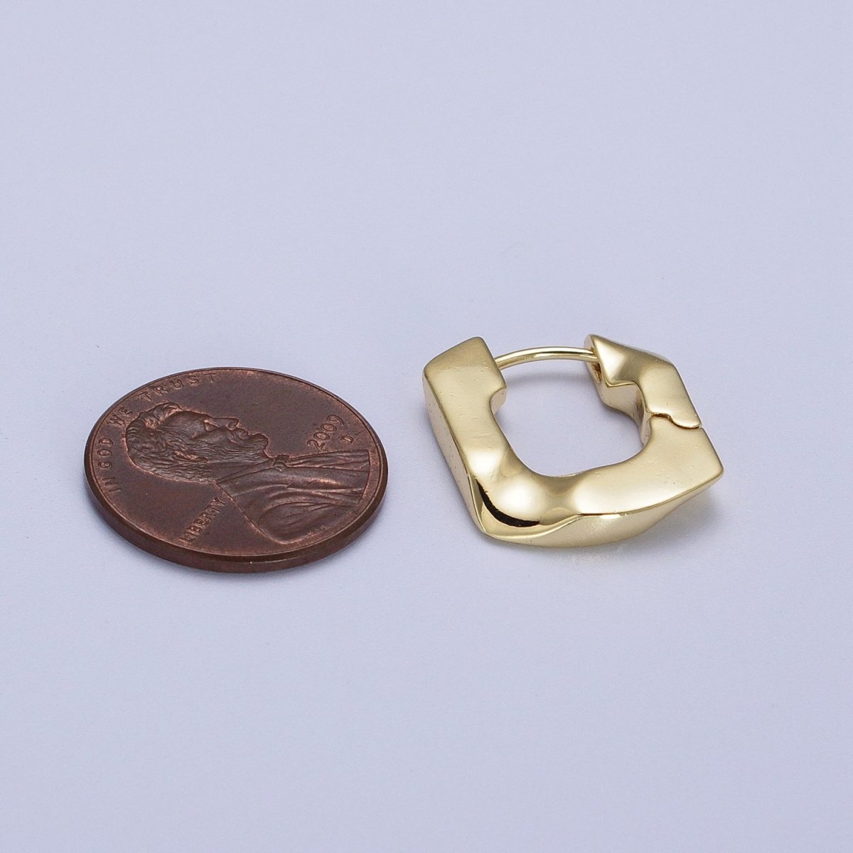14K Gold plated U-Shaped Geometric Abstract Huggie Earriings | V-017 - DLUXCA