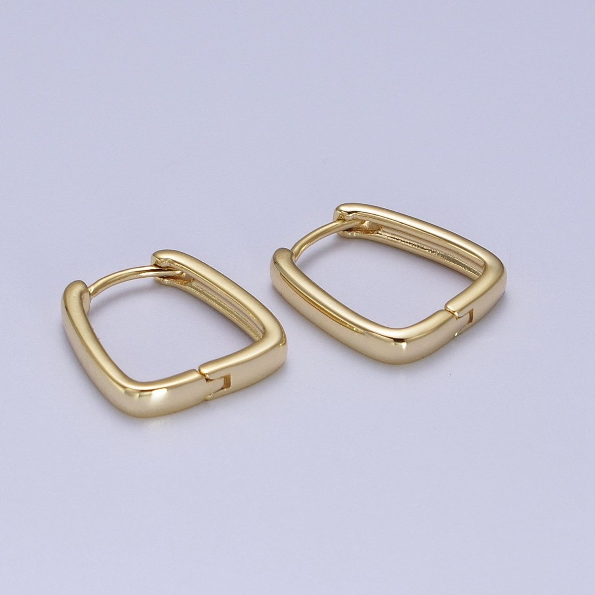 14K Gold plated U-Shaped Rectangular Geometric Huggie Hoops Earring | V-020 - DLUXCA