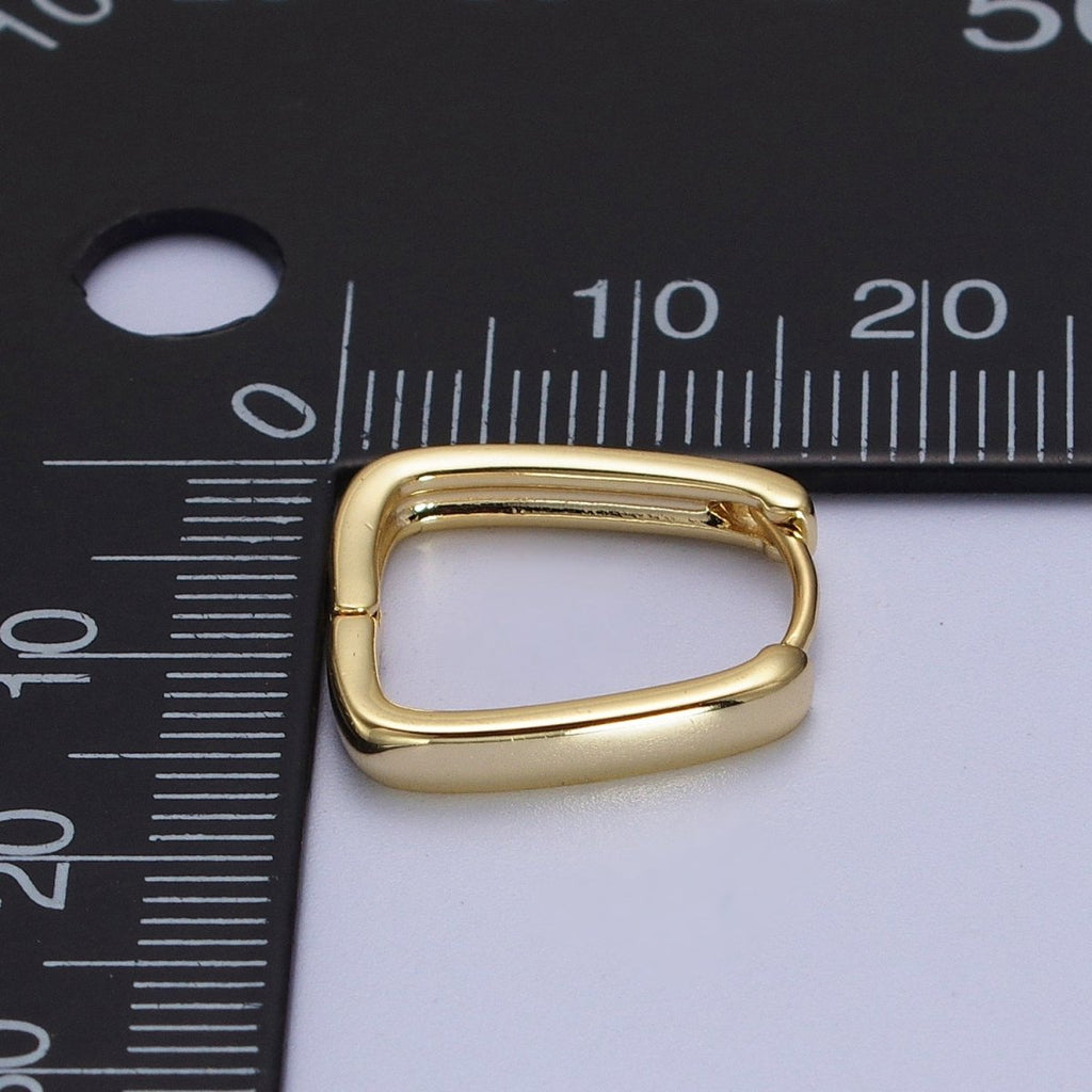 14K Gold plated U-Shaped Rectangular Geometric Huggie Hoops Earring | V-020 - DLUXCA
