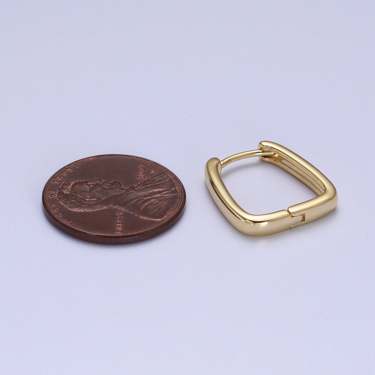 14K Gold plated U-Shaped Rectangular Geometric Huggie Hoops Earring | V-020 - DLUXCA