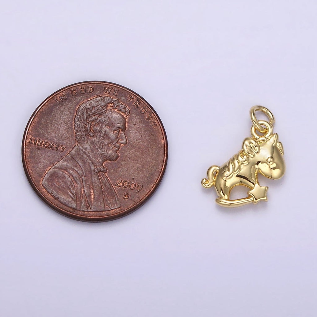 14K Gold plated Unicorn Star Puffed Minimalist Add-On Charm | AC899 - DLUXCA