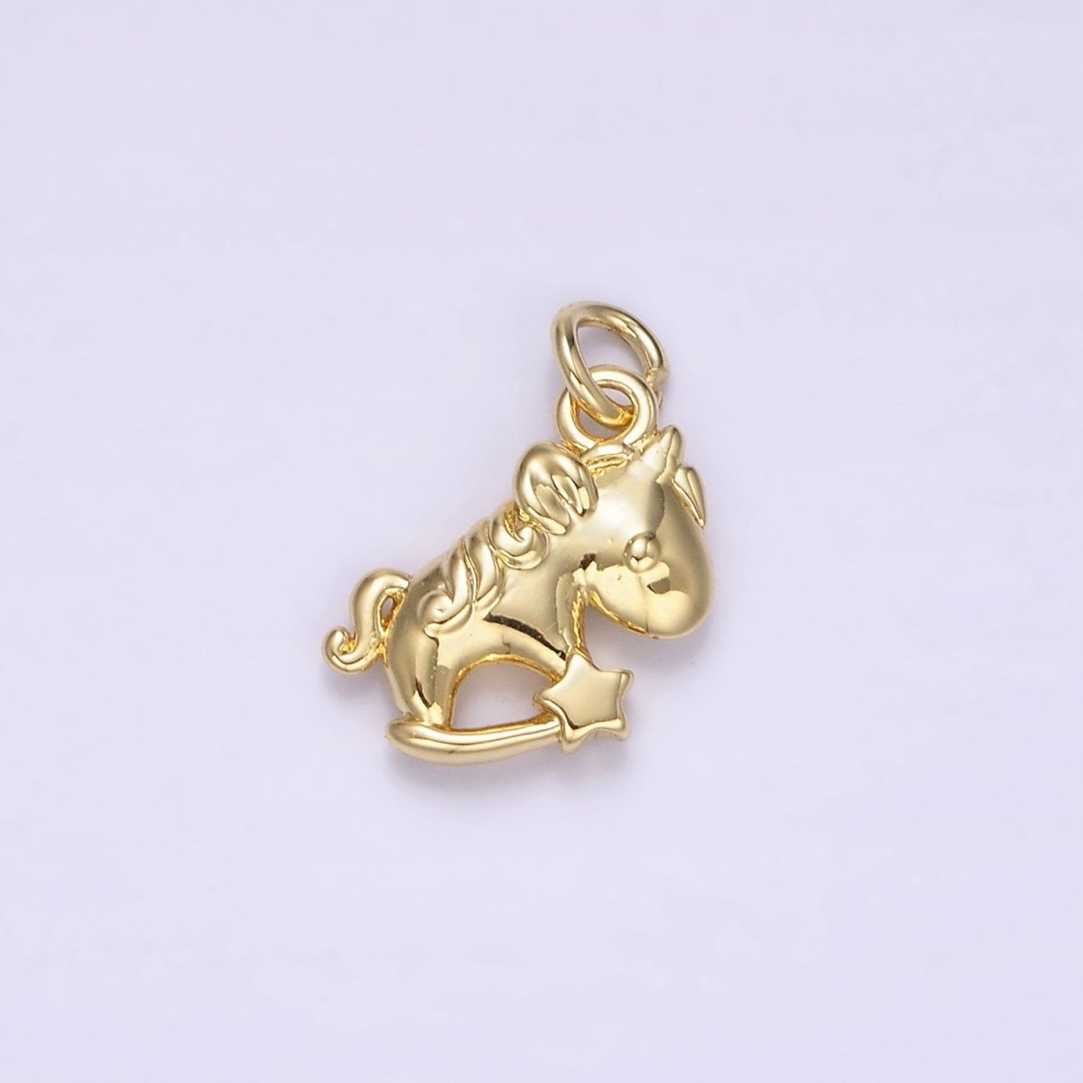 14K Gold plated Unicorn Star Puffed Minimalist Add-On Charm | AC899 - DLUXCA