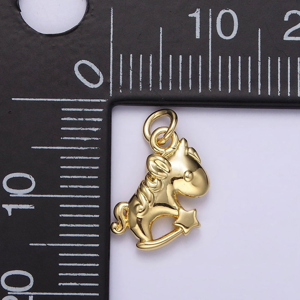 14K Gold plated Unicorn Star Puffed Minimalist Add-On Charm | AC899 - DLUXCA