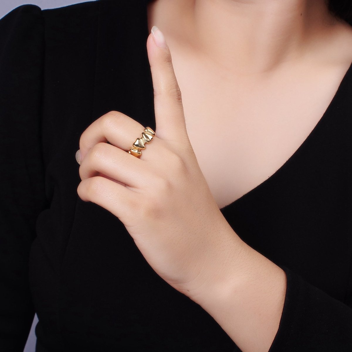 14K Gold plated Upside Down Heart Ring in gold and silver for Valentine  | O1276 O1277