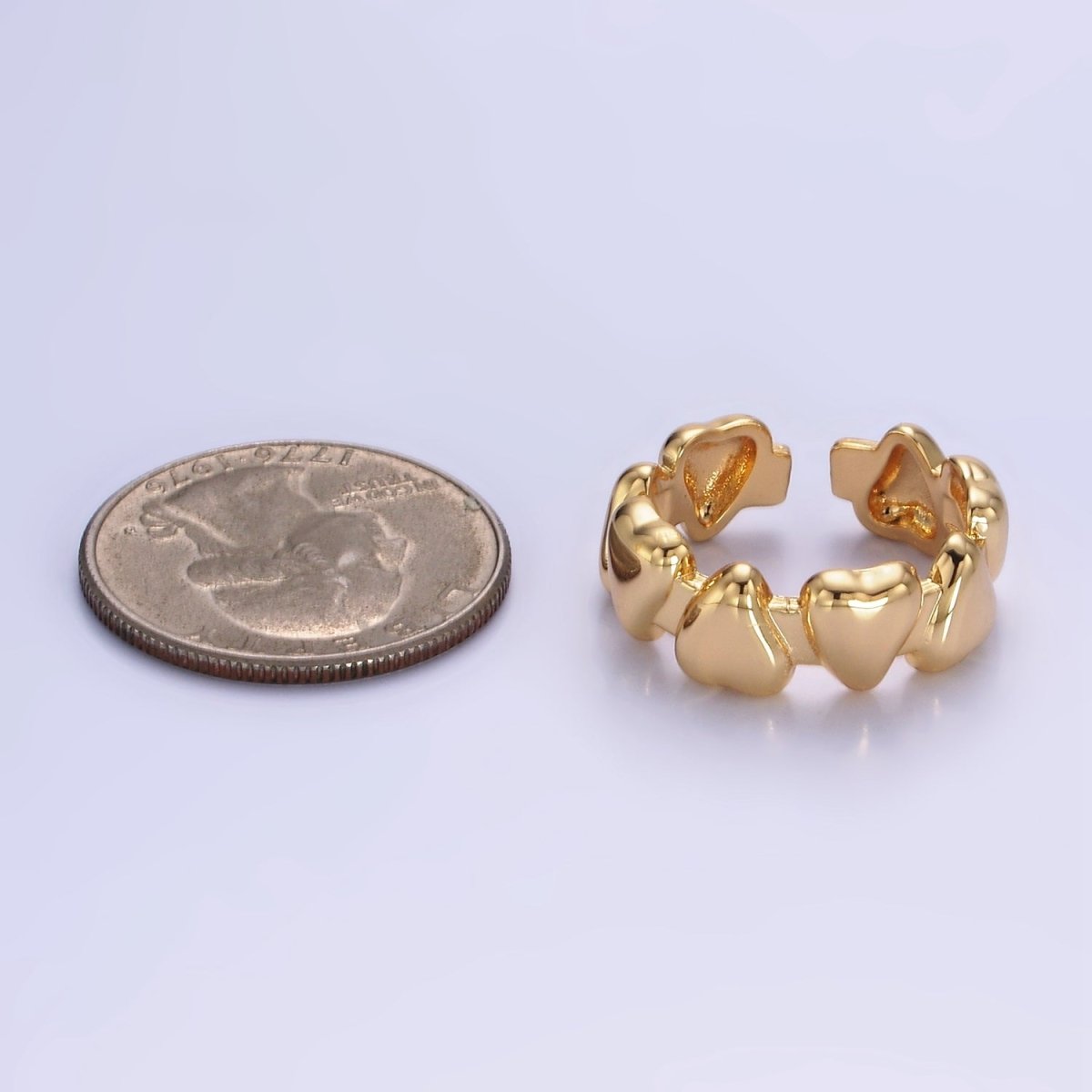14K Gold plated Upside Down Heart Ring in gold and silver for Valentine  | O1276 O1277