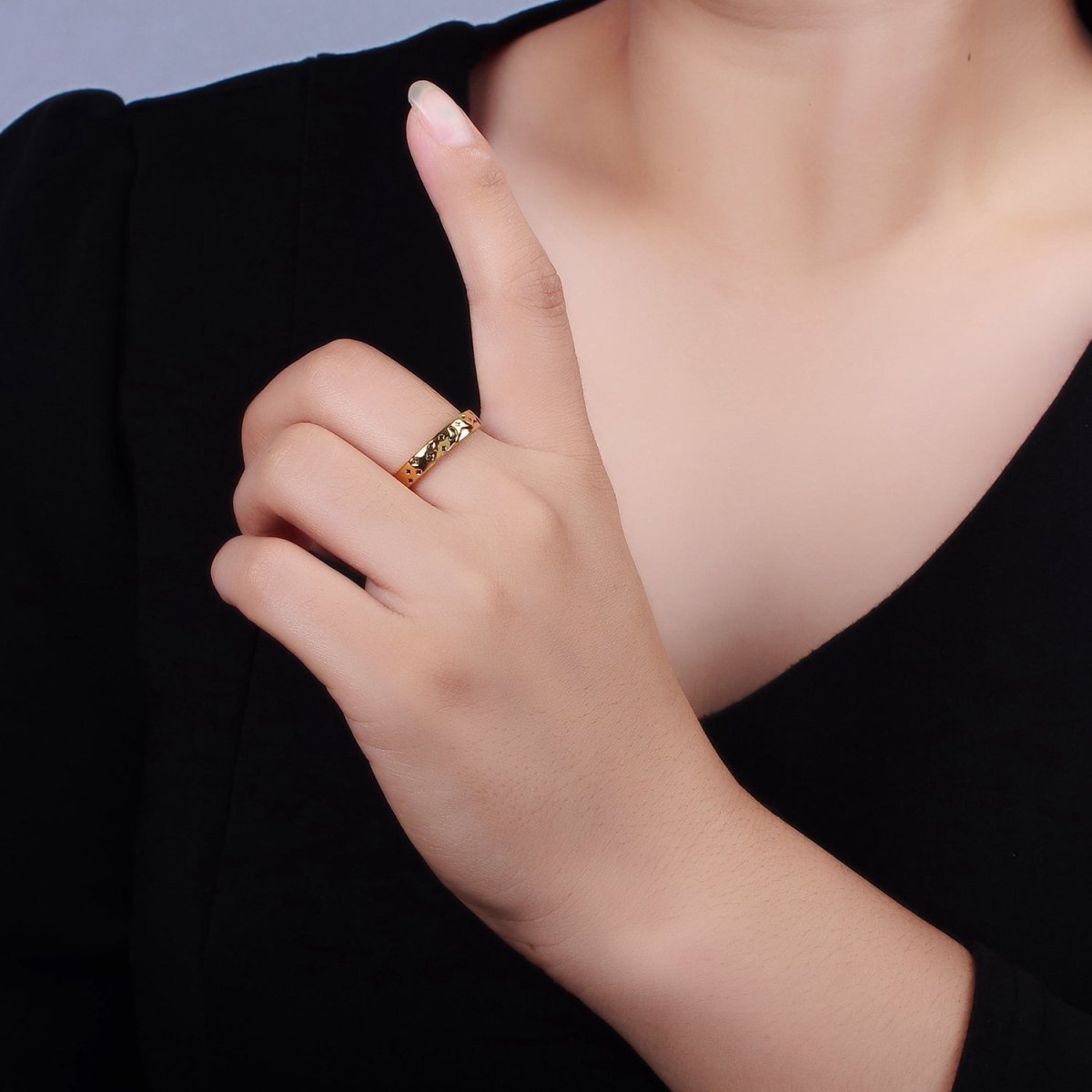 14K Gold plated Valley River Starry Night Band Ring Set in Silver & Gold | O1068 O1069