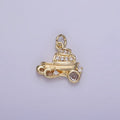 14K Gold plated Vehicle Motor Sea Boat CZ Micro Paved Charm in Gold & Silver | W537