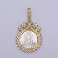 14k Gold plated Virgen de Guadalupe necklace Pendant Micro Pave religious jewelry Pearl Virgin Mary jewelry, Our lady of Guadalupe pendant H-516 - DLUXCA