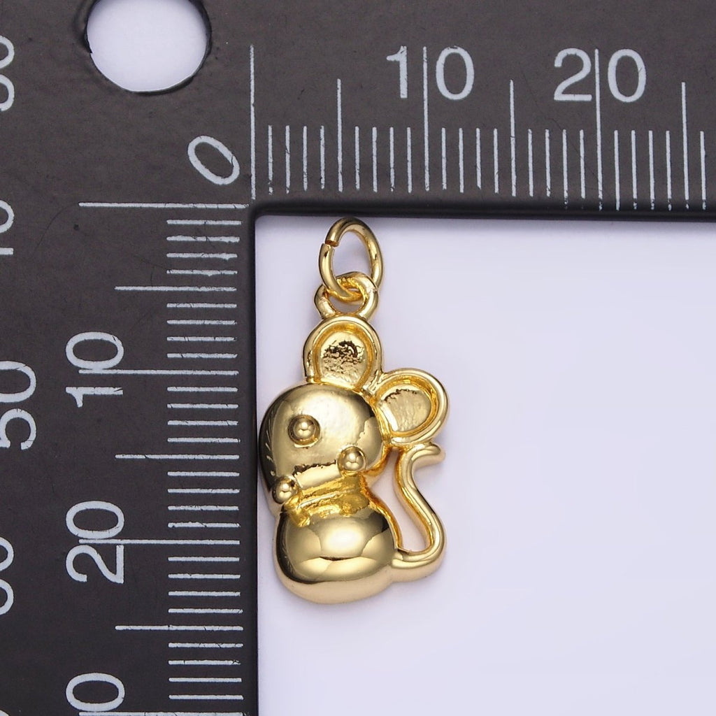 14K Gold plated Walking, Sitting Mouse Mice Animal Charm | N1039 N1040 - DLUXCA