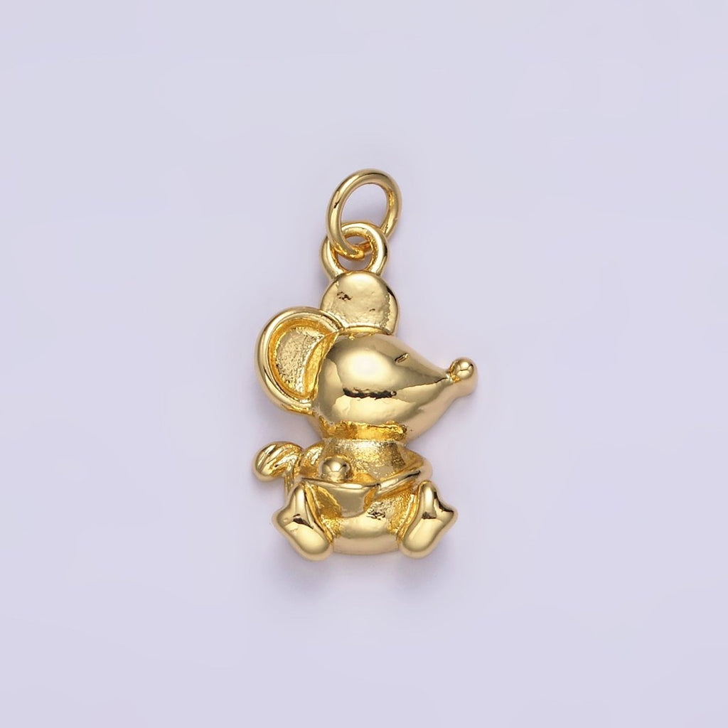 14K Gold plated Walking, Sitting Mouse Mice Animal Charm | N1039 N1040 - DLUXCA
