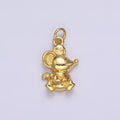 14K Gold plated Walking, Sitting Mouse Mice Animal Charm | N1039 N1040 - DLUXCA