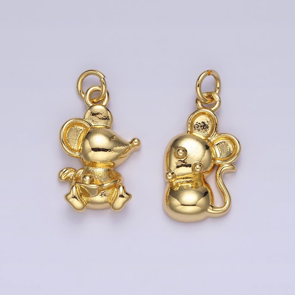 14K Gold plated Walking, Sitting Mouse Mice Animal Charm | N1039 N1040 - DLUXCA