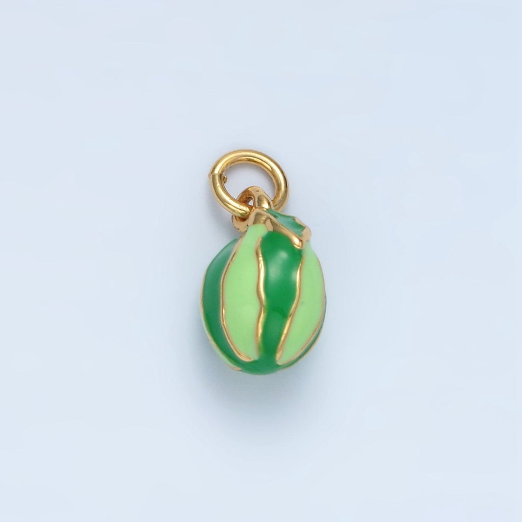 14K Gold plated Watermelon Fruit Enamel Mini Charm | AG949 - DLUXCA