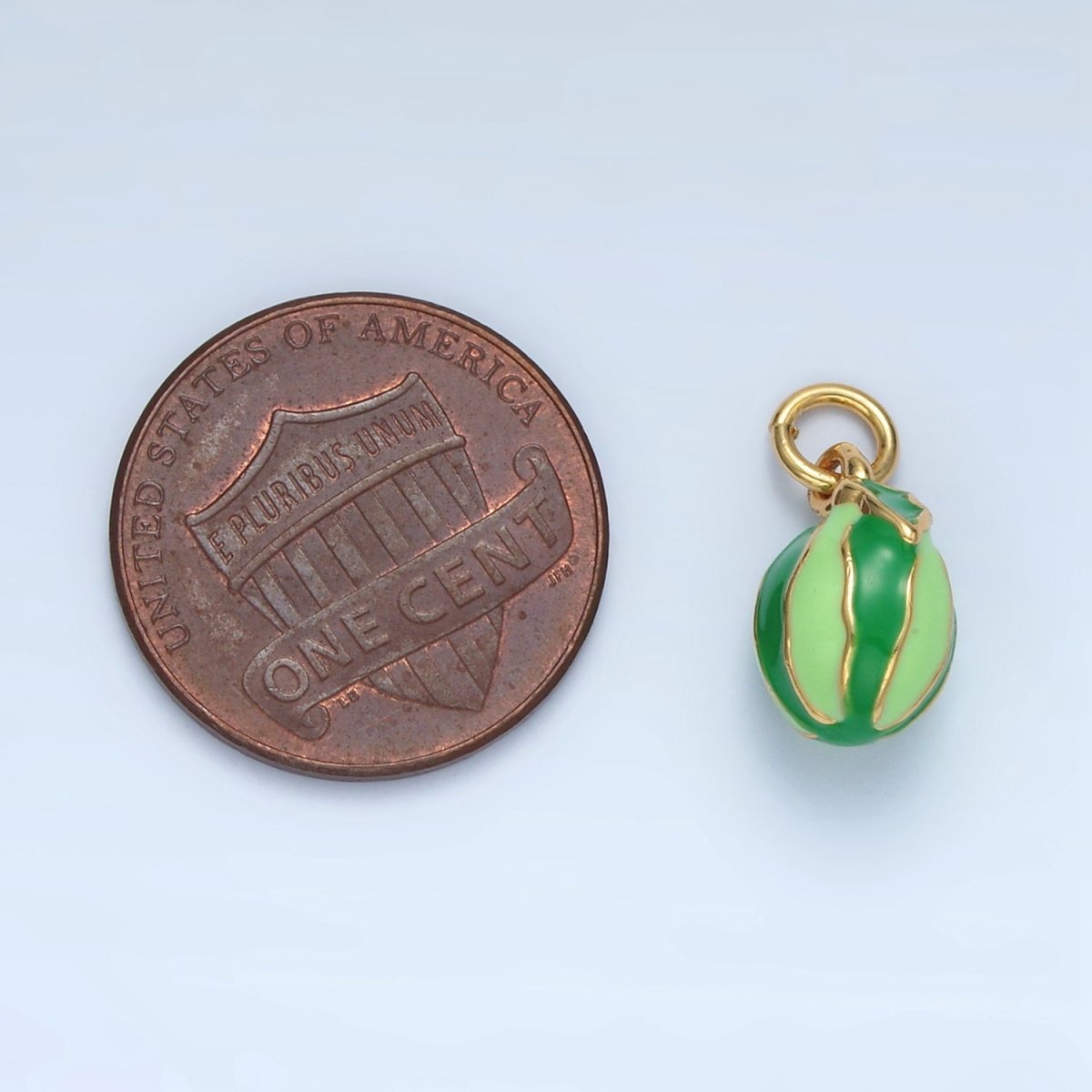 14K Gold plated Watermelon Fruit Enamel Mini Charm | AG949 - DLUXCA