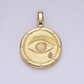 14K Gold plated White, Blue Opal Eyes Teardrop CZ Dotted Outline Pendant | AH036 AH037