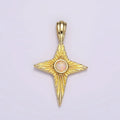 14K Gold plated White, Blue Opal Sunburst Celestial Star Pendant | AH103 AH104 - DLUXCA