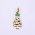 14K Gold plated White Green Christmas Tree Plant Mini Charm | D516 - DLUXCA