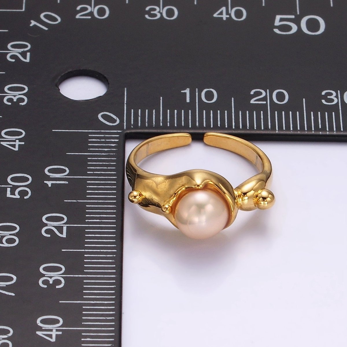 14K Gold plated White, Pink Pearl Dotted Bubble Molten Band Ring in Silver & Gold | O684 - O687