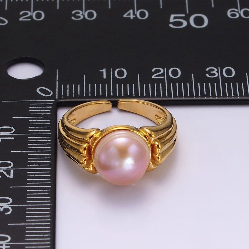 14K Gold plated White, Pink Pearl Multiple Band Ring in Gold & Silver | O1868 - O1871