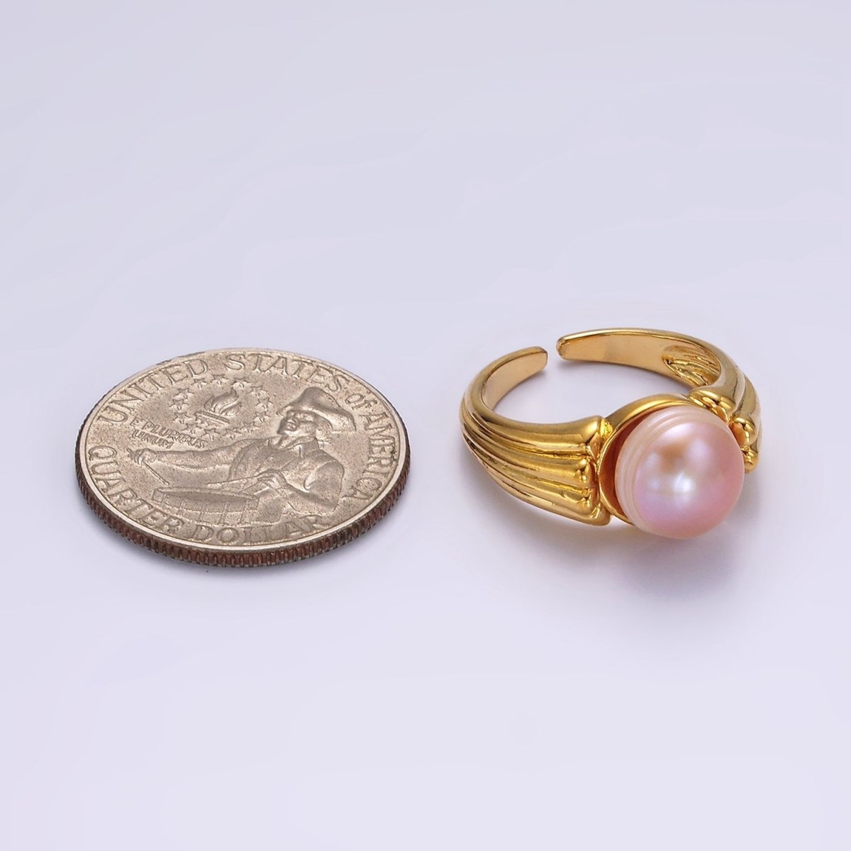 14K Gold plated White, Pink Pearl Multiple Band Ring in Gold & Silver | O1868 - O1871