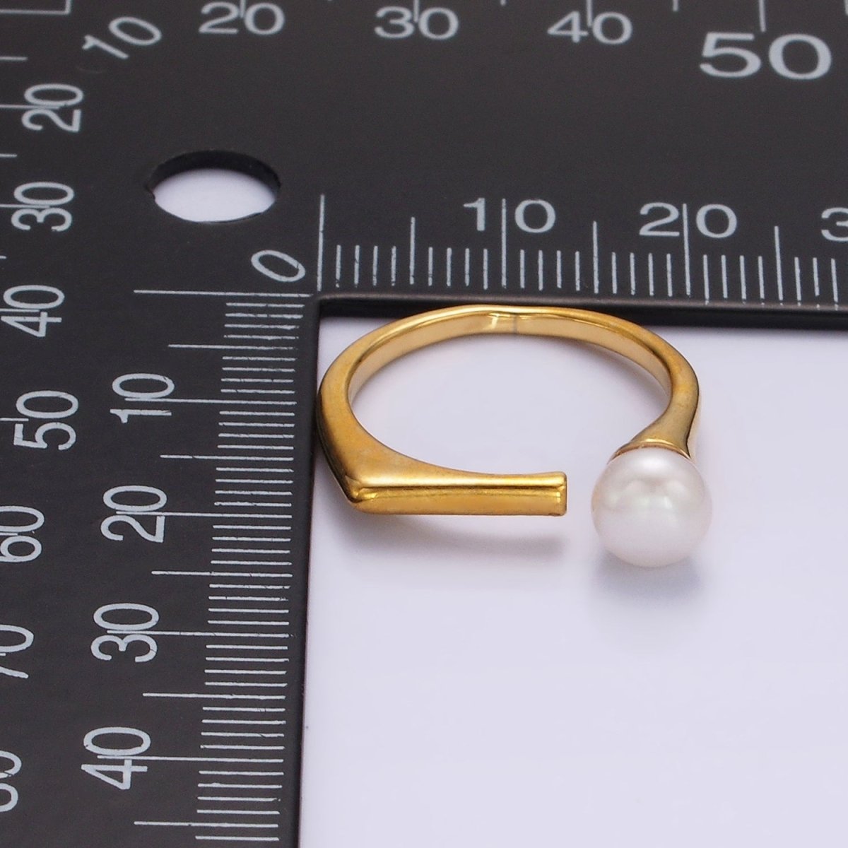 14K Gold plated White, Pink Pearl Open Wrap Flat Signet Ring in Gold & Silver | O648 - O651