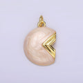 14K Gold plated White, Teal Sparkly Enamel Crescent Moon Charm | N1148 N1149