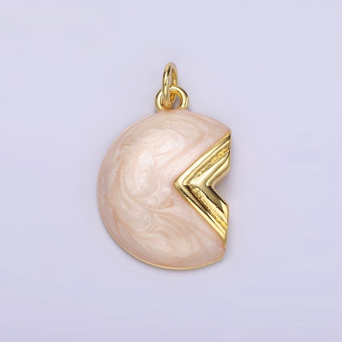 14K Gold plated White, Teal Sparkly Enamel Crescent Moon Charm | N1148 N1149