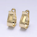 14K Gold plated Wide Curved Oblong Geometric Wide Hoop Earrings | AD1373 - DLUXCA
