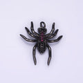 14K Gold plated Widow Spider Insect Animal Fuchsia Micro Paved CZ Charm in Black & Gold | AG383 AG384