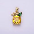 14K Gold plated Yellow CZ Pineapple Fruit Pendant | AH127 - DLUXCA
