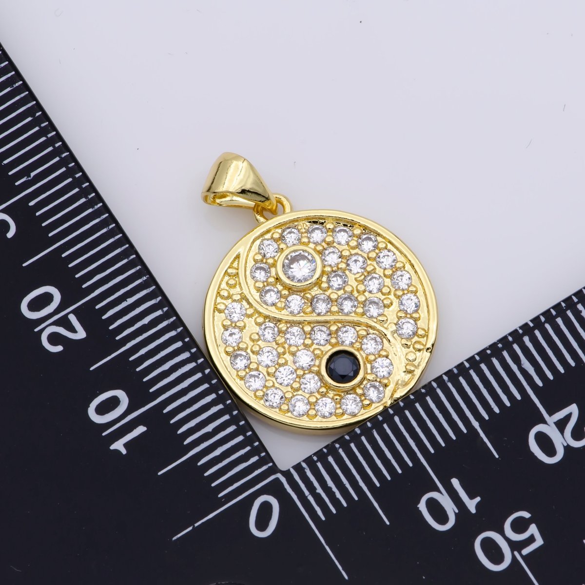 14K Gold plated Yin Yang Dainty Pendant, Micro Pave YinYang Charm For necklace bracelet earring J-930 - DLUXCA