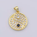 14K Gold plated Yin Yang Dainty Pendant, Micro Pave YinYang Charm For necklace bracelet earring J-930 - DLUXCA