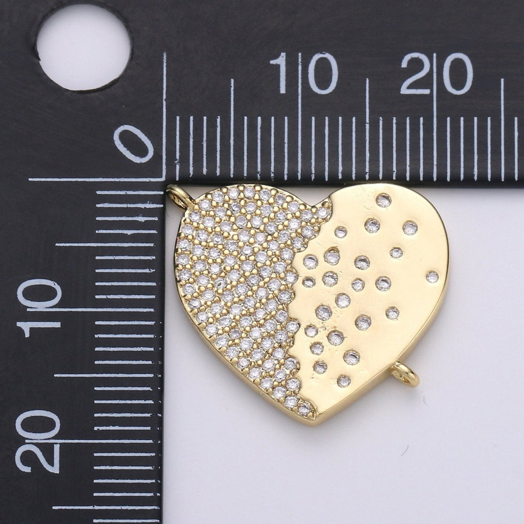 14K Gold Plated Heart Connector - Dainty Link Connector- Cubic Mariposa Charm Connector- for Necklace Bracelet Component F-803 F-804