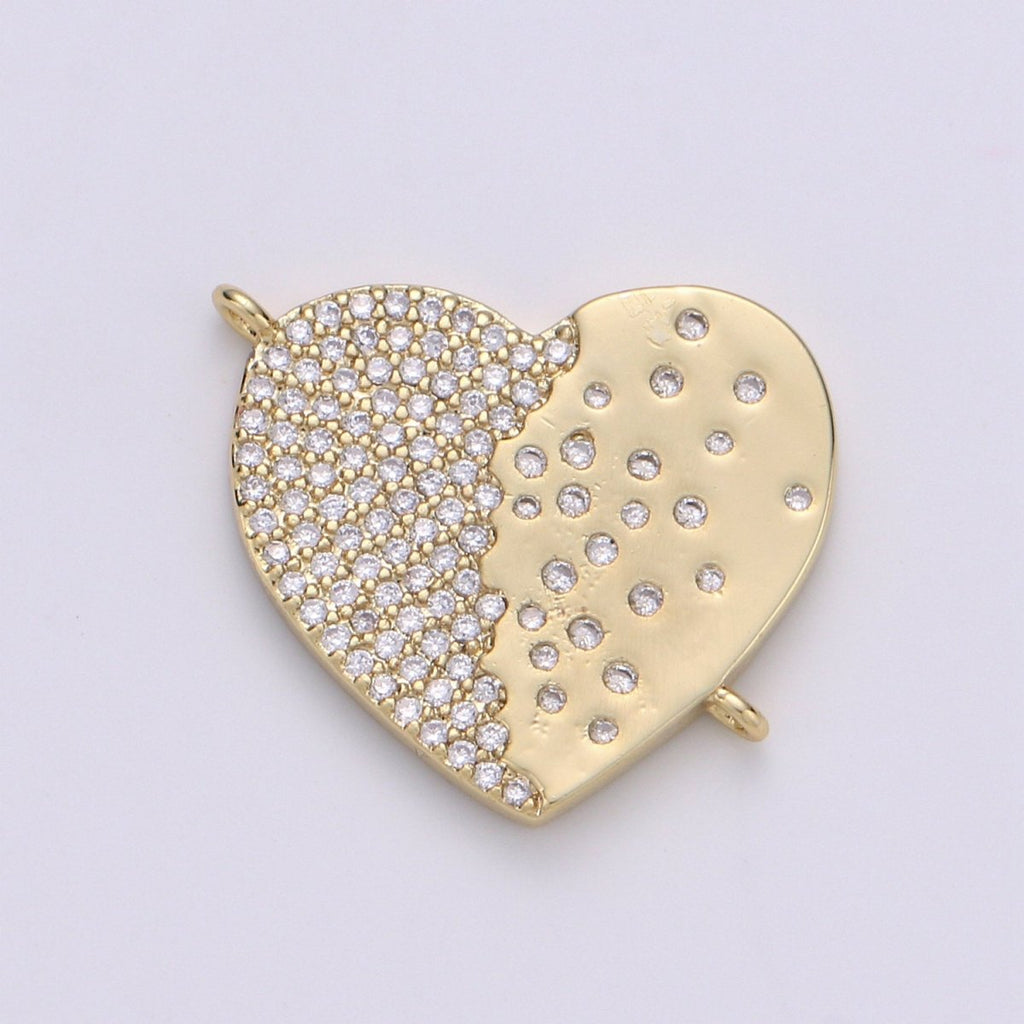 14K Gold Plated Heart Connector - Dainty Link Connector- Cubic Mariposa Charm Connector- for Necklace Bracelet Component F-803 F-804