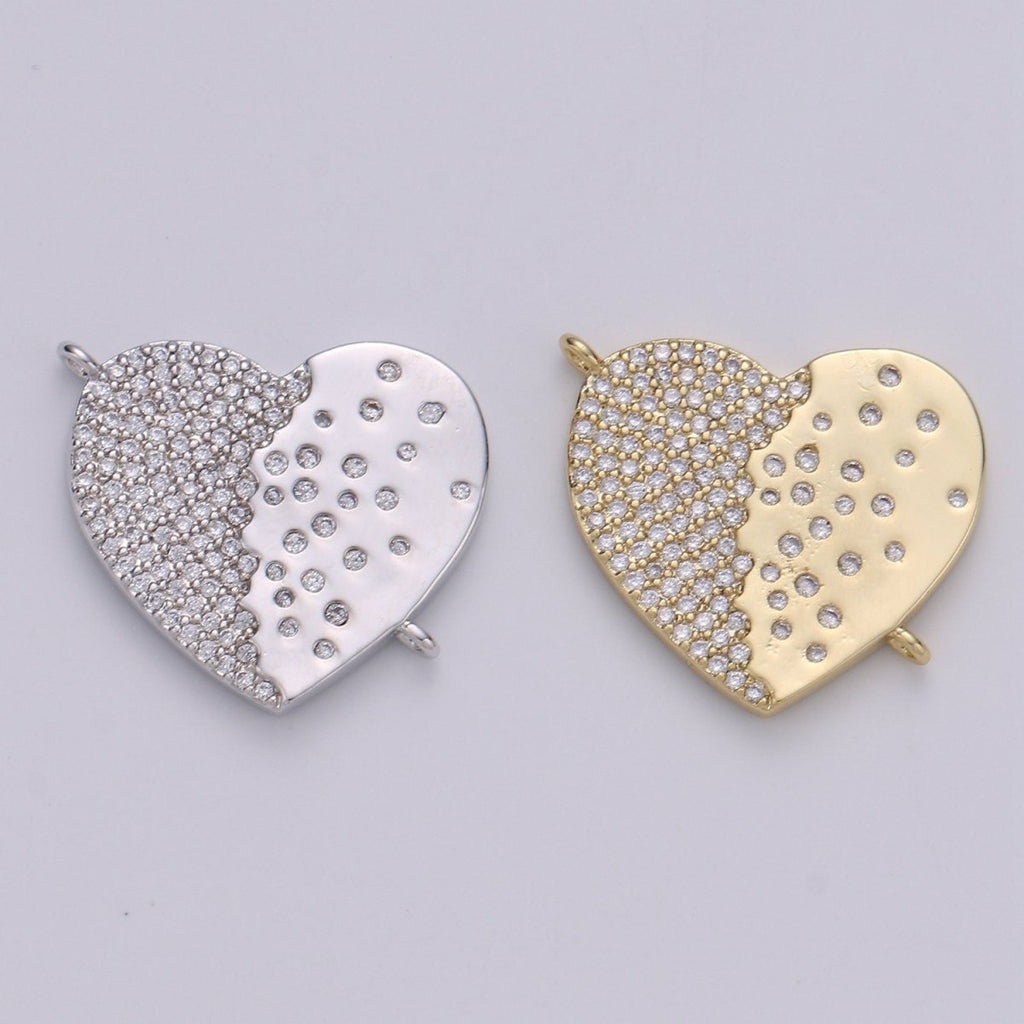 14K Gold Plated Heart Connector - Dainty Link Connector- Cubic Mariposa Charm Connector- for Necklace Bracelet Component F-803 F-804