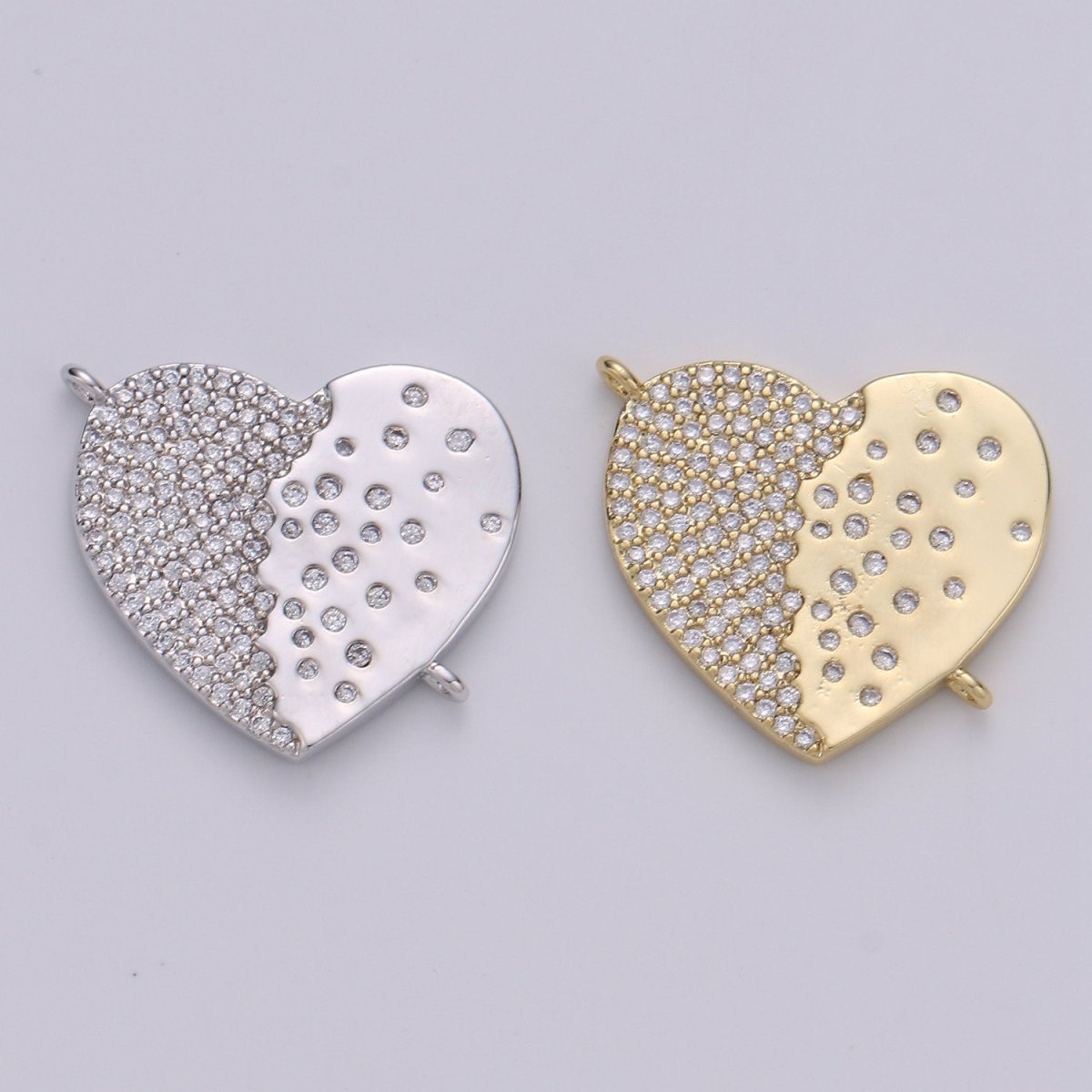 14K Gold Plated Heart Connector - Dainty Link Connector- Cubic Mariposa Charm Connector- for Necklace Bracelet Component F-803 F-804