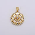 14k Medallion Charm ,Gold medallion Round Disc charm, Medallion pendant for Minimalist jewelry I-740 - DLUXCA