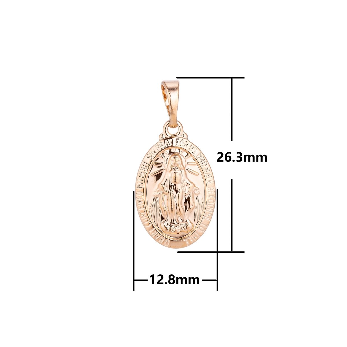 14K Rose Gold plated Miraculous Lady Divine Holy Virgin Mary, Oval Shape, Necklace Pendant Charm Bails Findings for Jewelry Making H-645 - DLUXCA
